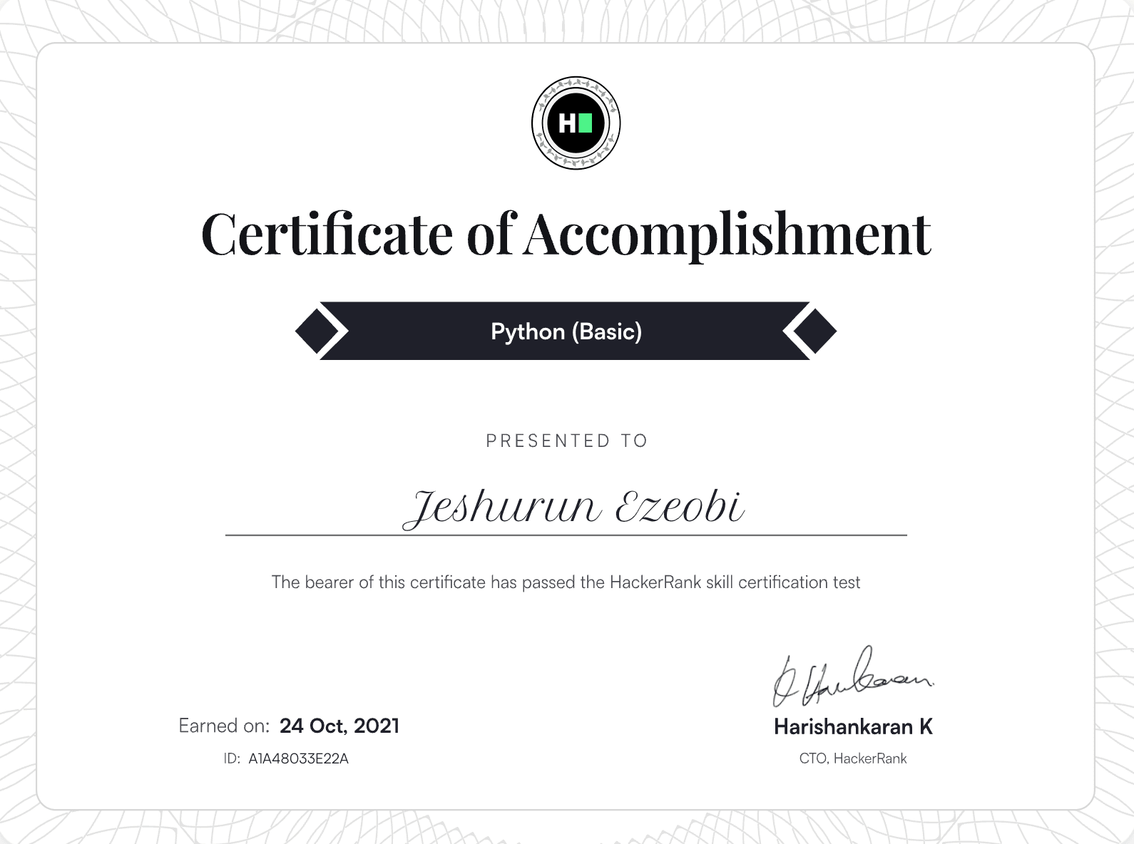 Python certificate