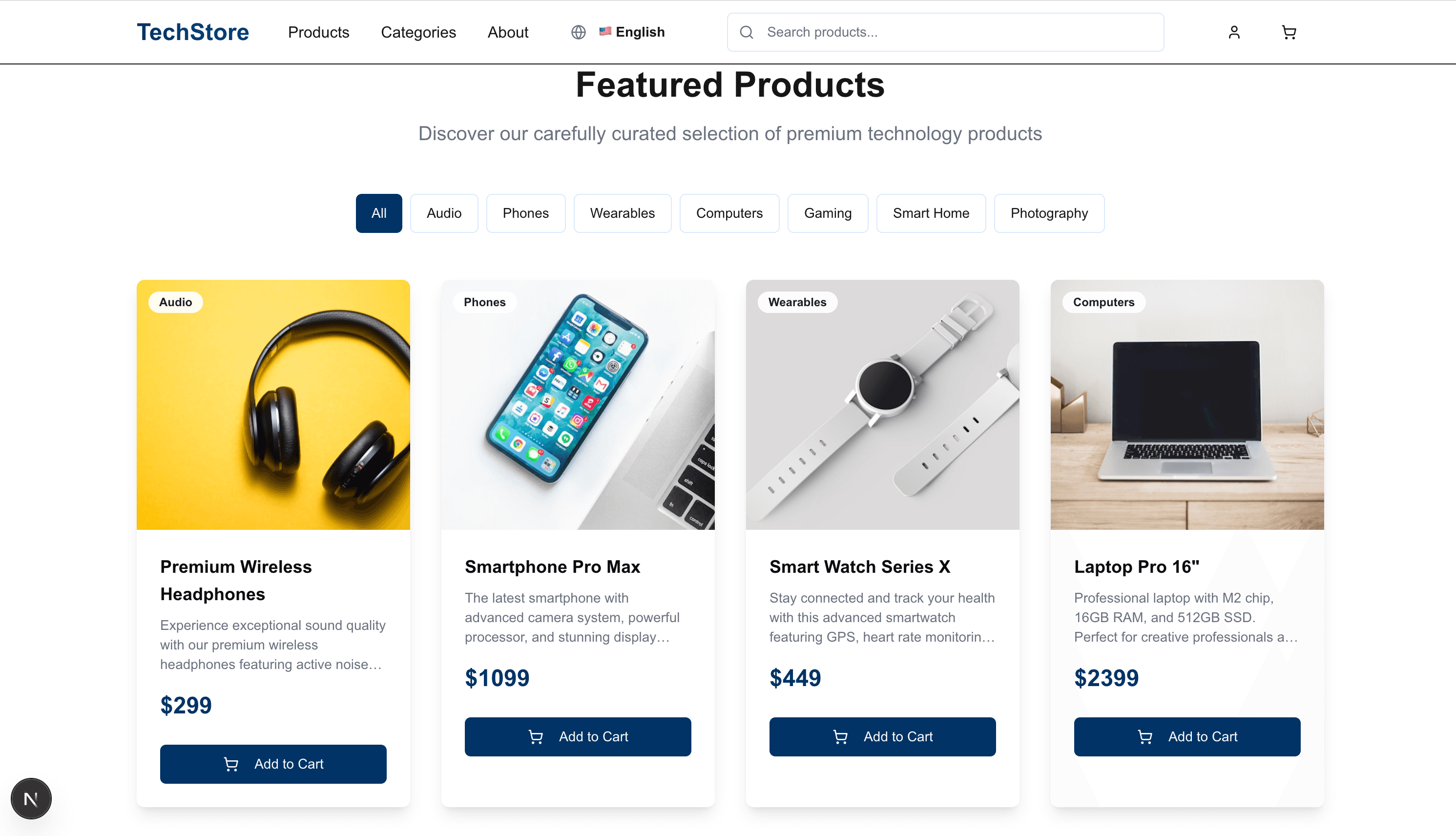 Tech Store featured products page